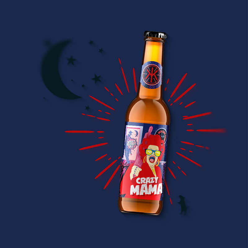 Craft beer label, packaging design CRAZY MAMA for IKKONA craft brewery