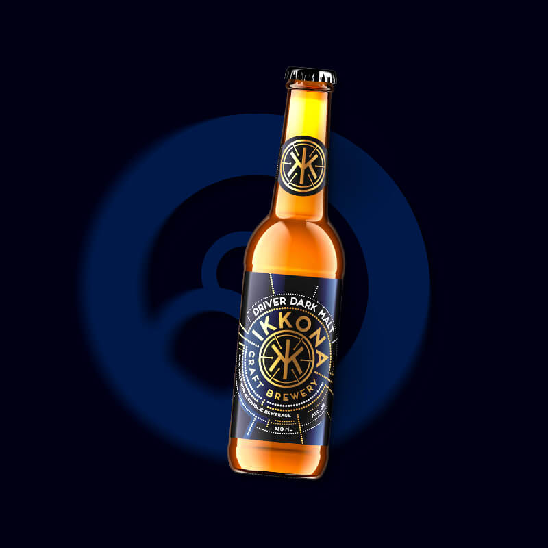 Craft beer label, packaging design Driver Dark Malt for IKKONA craft brewery