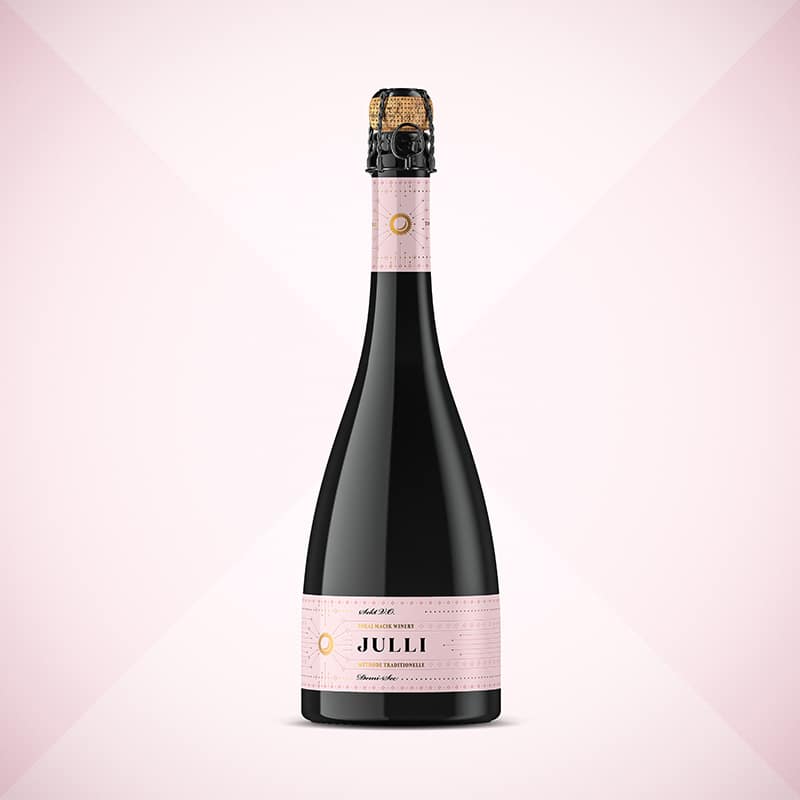 Etiketa na víno obalový dizajn sekt JULLI rose - TOKAJ MACIK WINERY